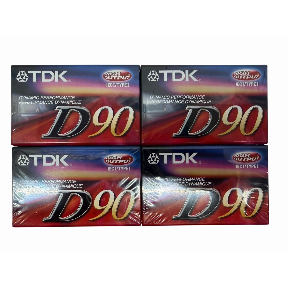 TDK D90 High Output Blank Cassette Tapes Lot of 4 New Sealed 90 Min Type I